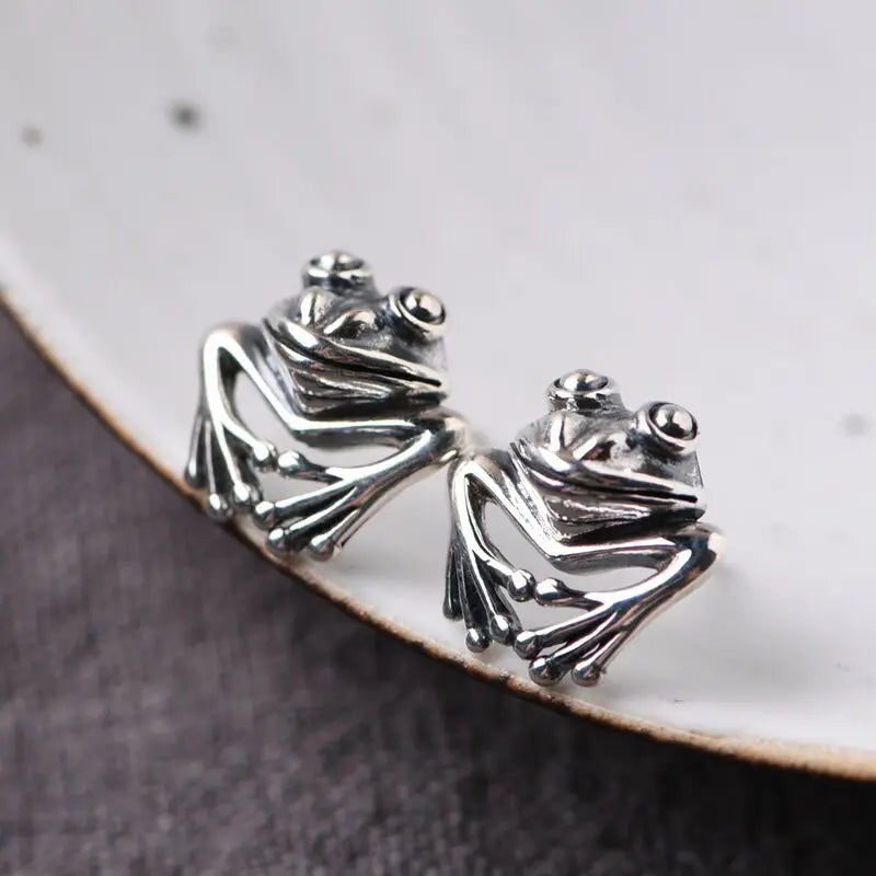 Frog Earrings - 925 Sterling Silver