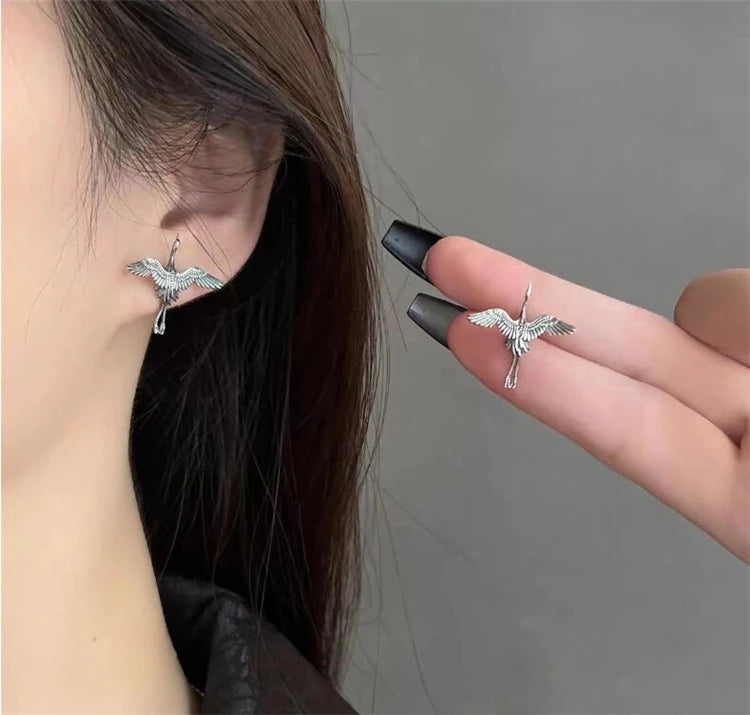 Flying Crane Earrings - 925 Sterling Silver