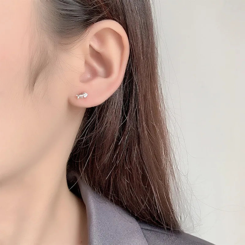 Fishbone earring - 925 Sterling Silver
