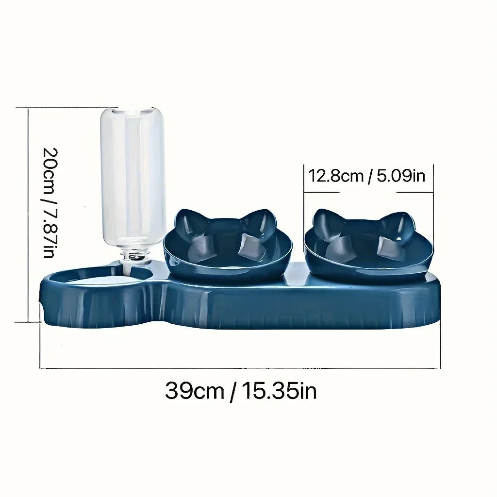 3-in-1 Cat Bowl with Water Feeder