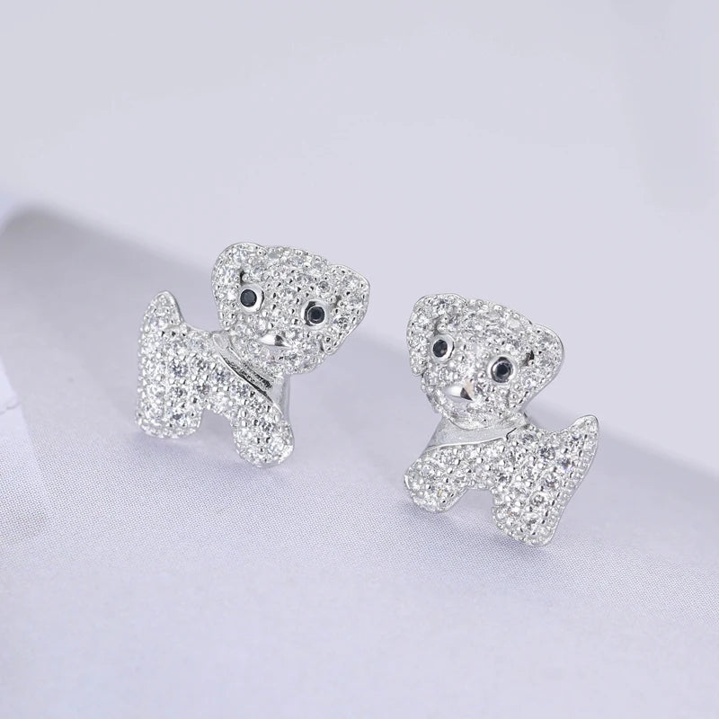 Puppy Earrings - 925 sterling silver & Zircon