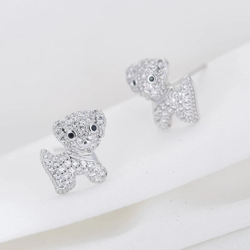 Puppy Earrings - 925 sterling silver & Zircon