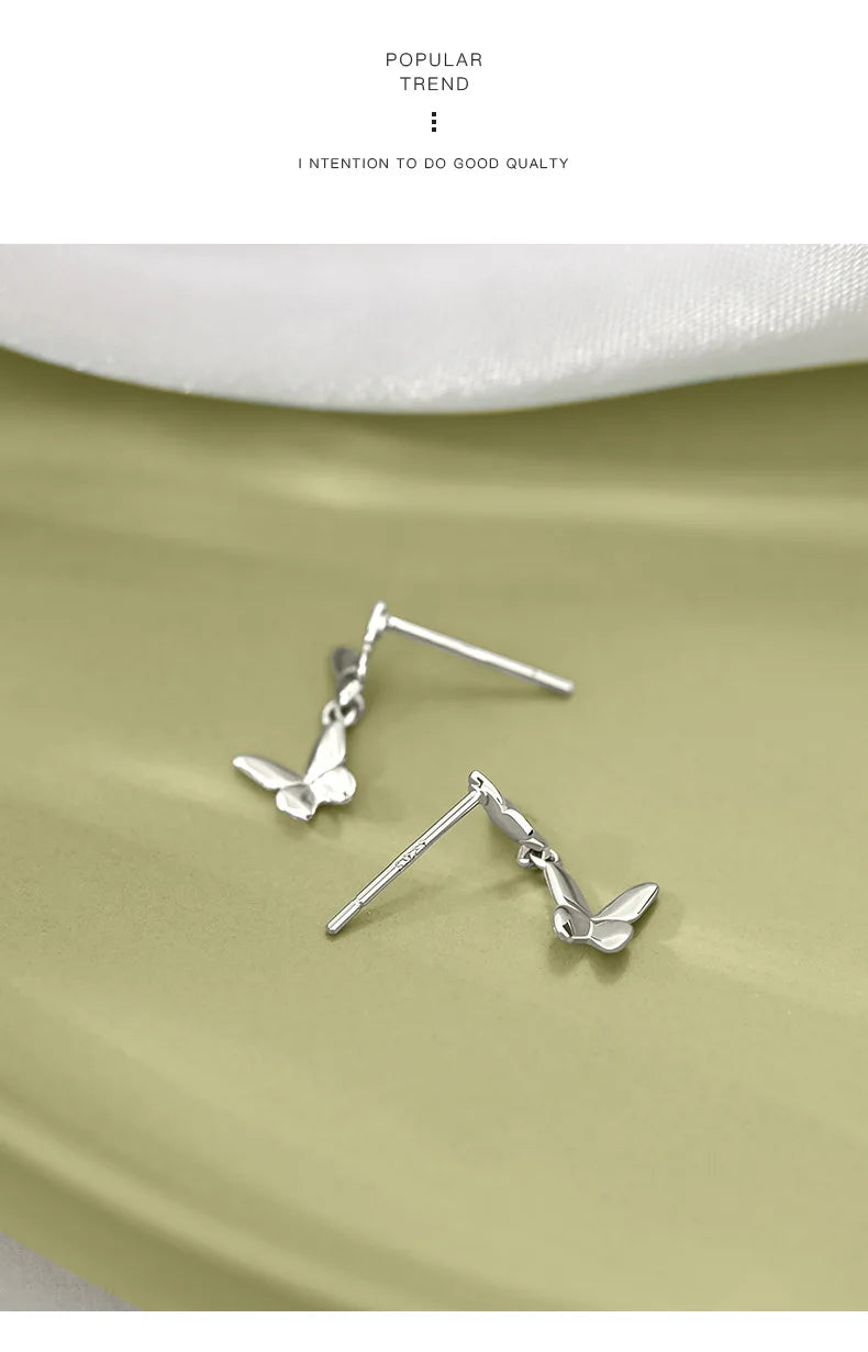 Double Butterfly Earrings - 925 Sterling Silver