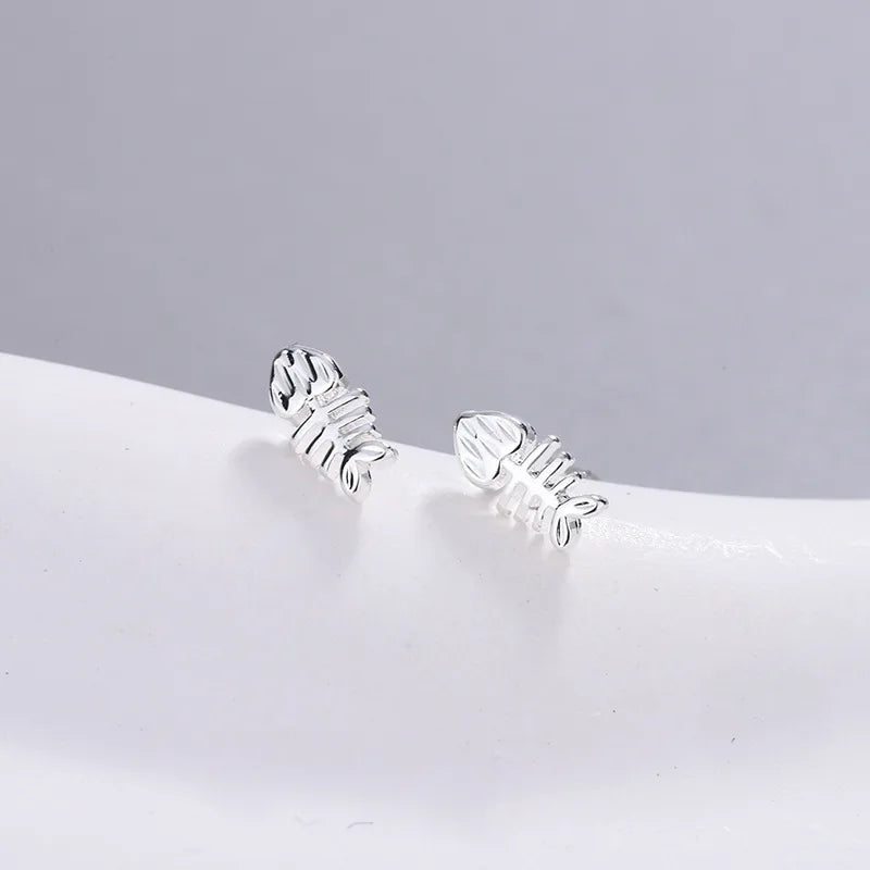 Fishbone earring - 925 Sterling Silver