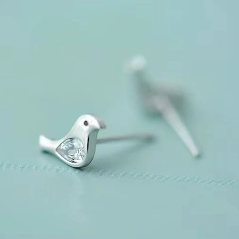 Bird Stud Earrings - 925 sterling silver