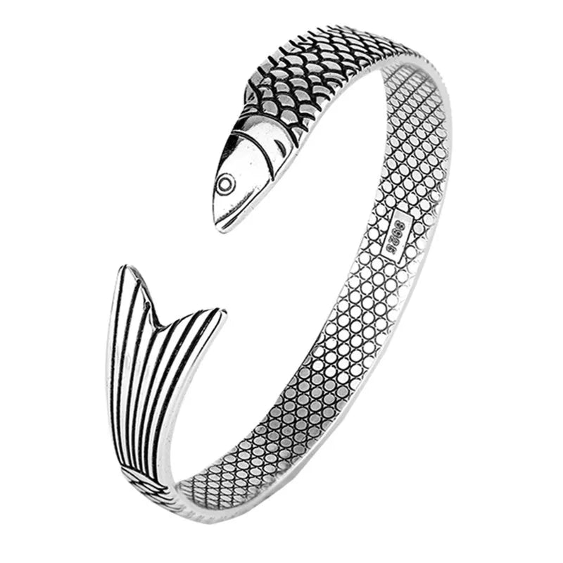 Ocean Fish Cuff Bracelet – 925 Sterling Silver