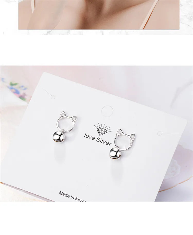 Cute Cat earring - 925 Sterling Silver