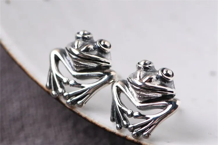 Frog Earrings - 925 Sterling Silver