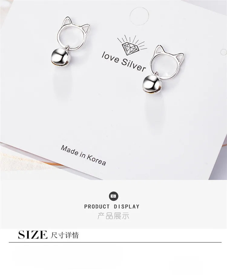 Cute Cat earring - 925 Sterling Silver