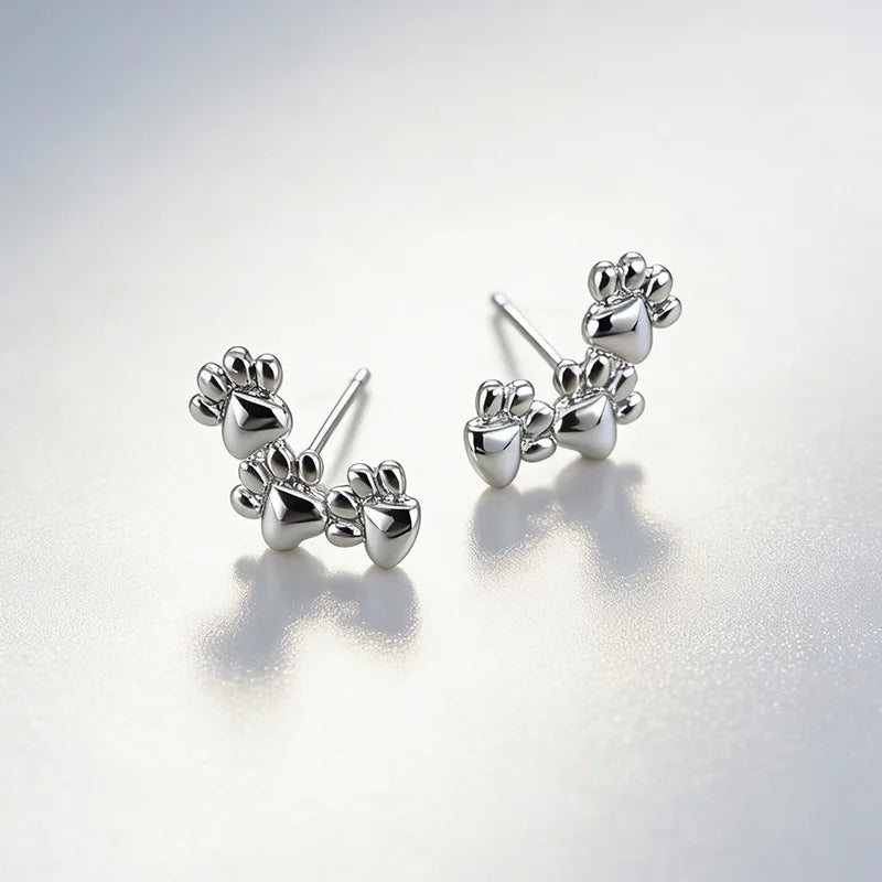 Footprint Paw Earring - 925 Sterling Silver