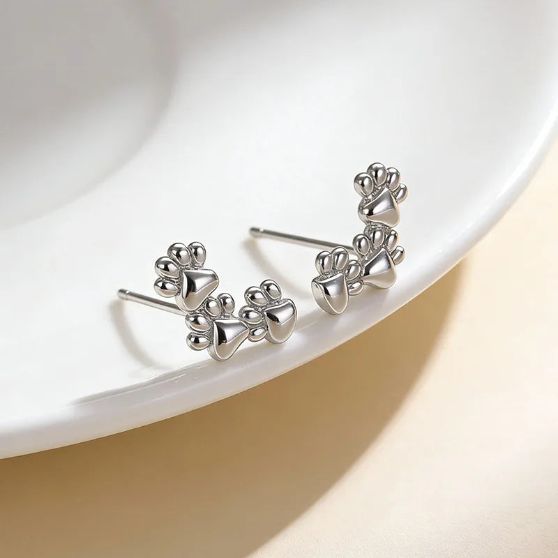 Footprint Paw Earring - 925 Sterling Silver