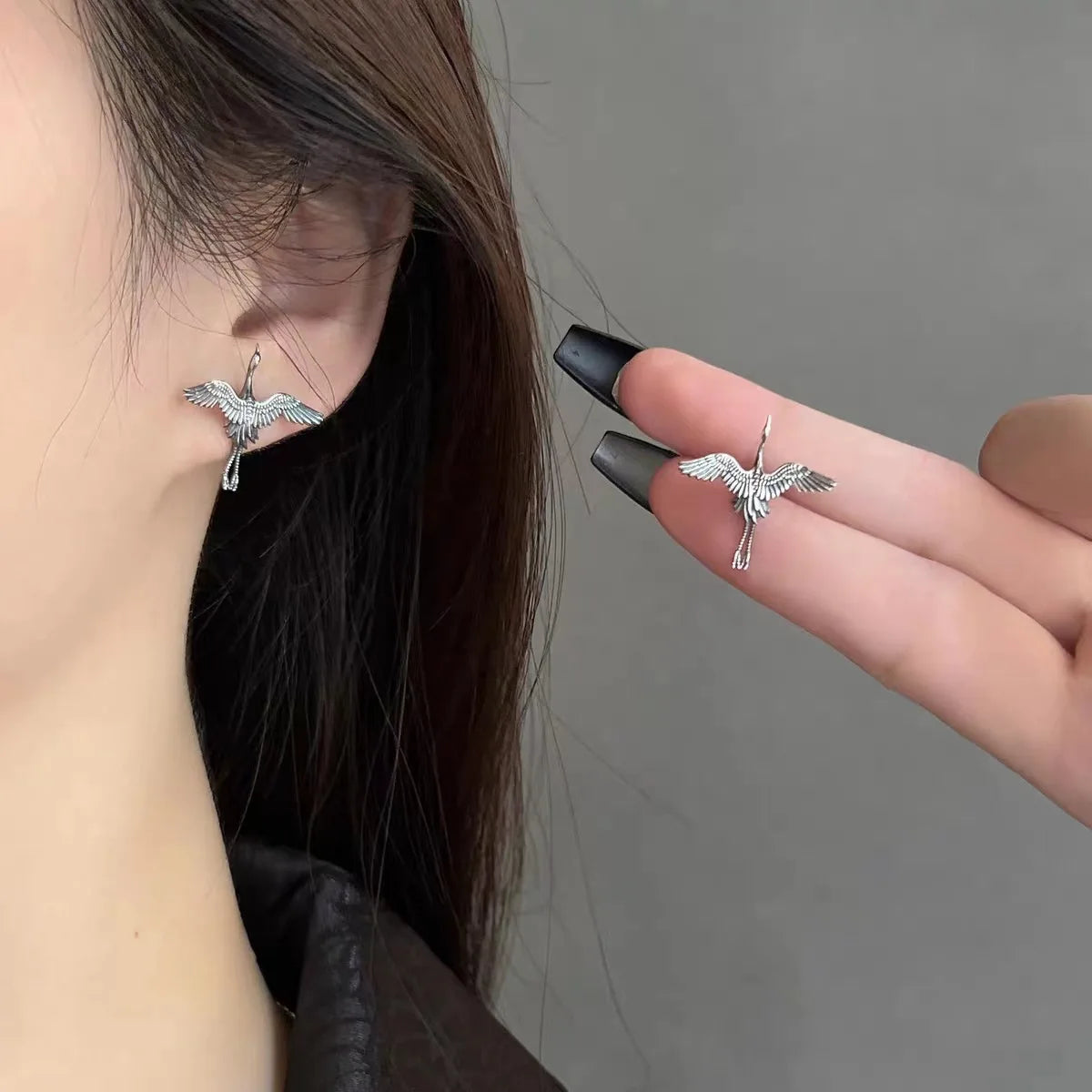 Flying Crane Earrings - 925 Sterling Silver
