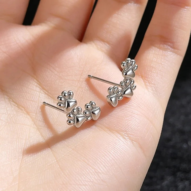 Footprint Paw Earring - 925 Sterling Silver