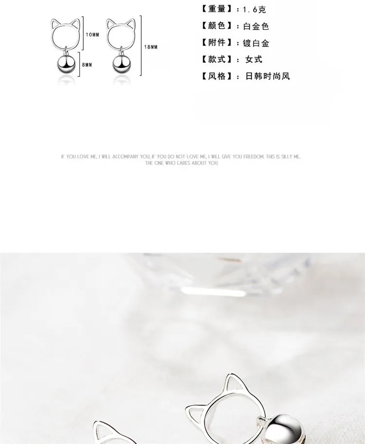 Cute Cat earring - 925 Sterling Silver