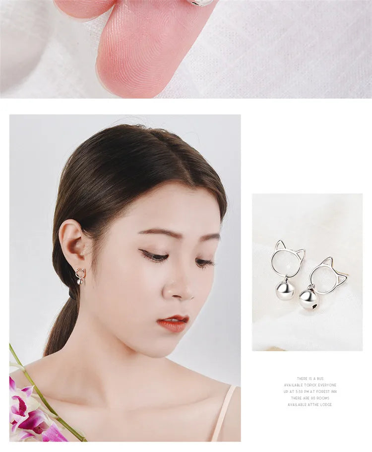 Cute Cat earring - 925 Sterling Silver