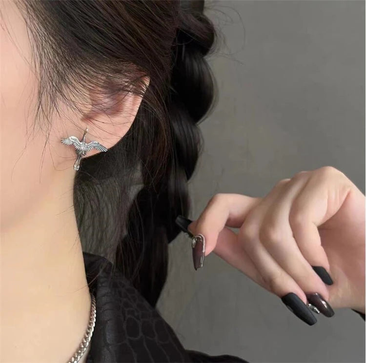 Flying Crane Earrings - 925 Sterling Silver