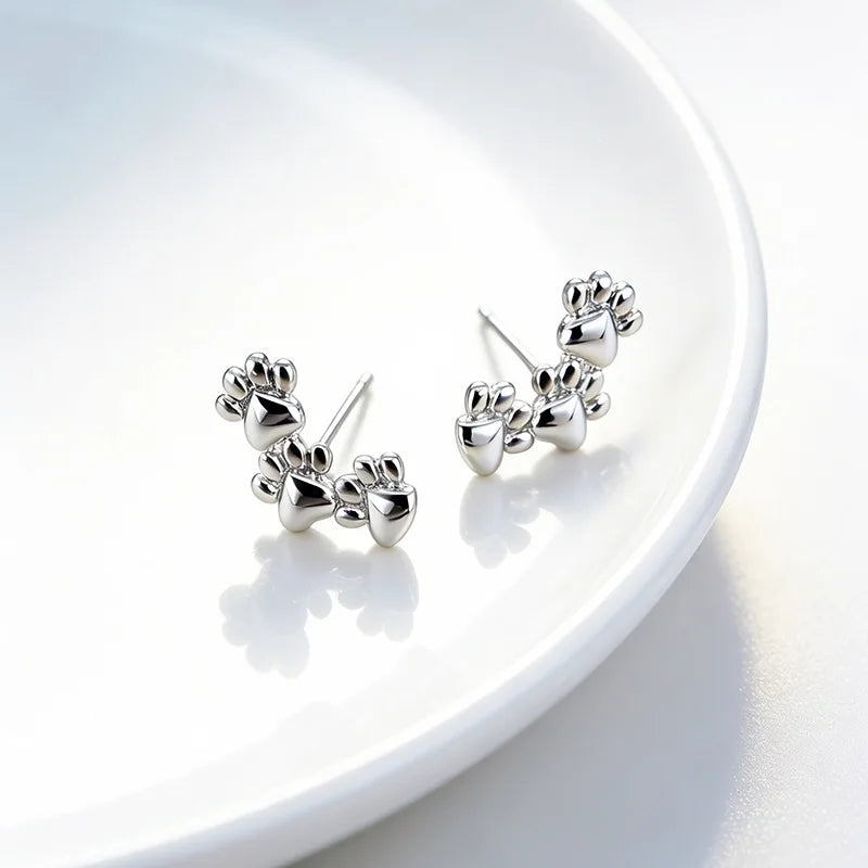 Footprint Paw Earring - 925 Sterling Silver
