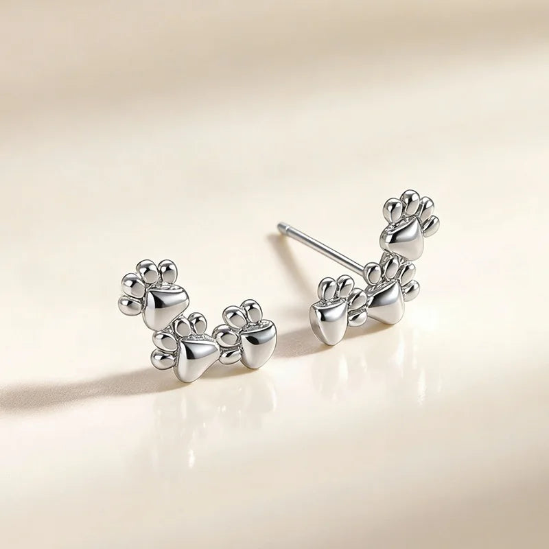 Footprint Paw Earring - 925 Sterling Silver
