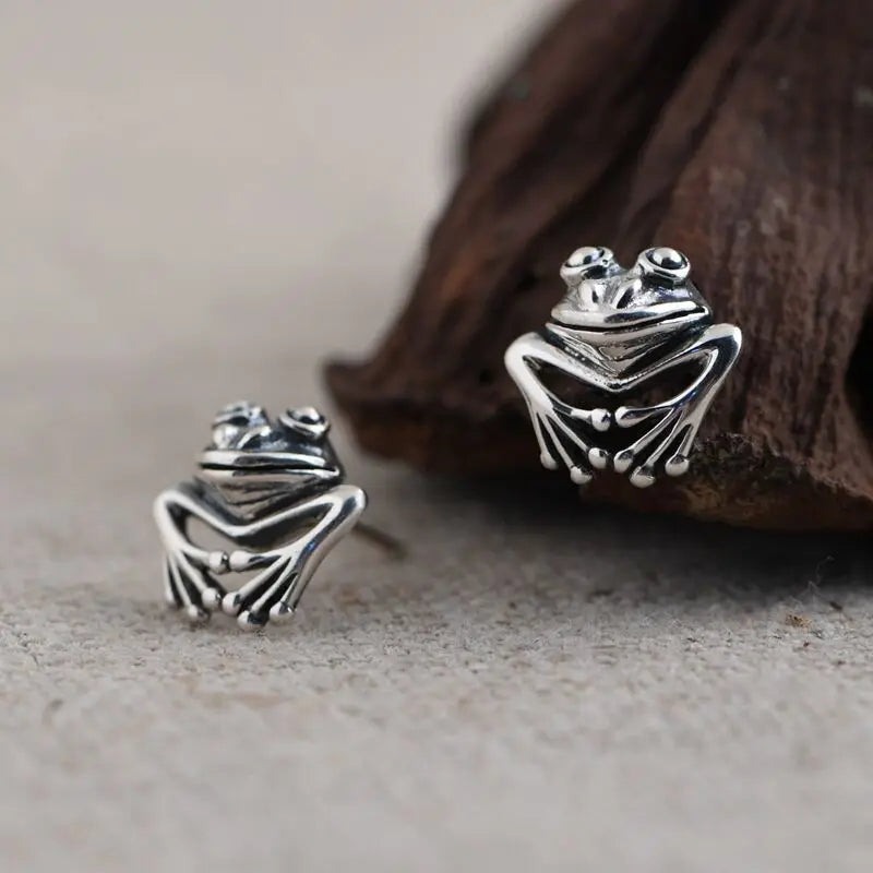 Frog Earrings - 925 Sterling Silver