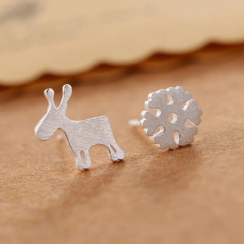 Snowflakes & Deer  Earrings - 925 Sterling Silver