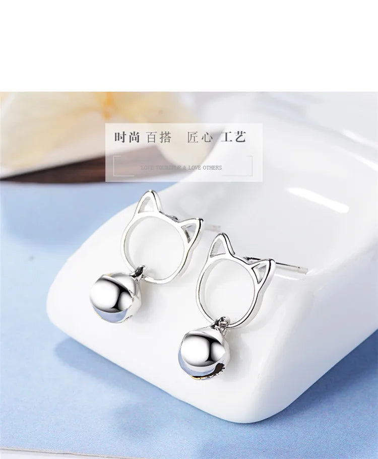 Cute Cat earring - 925 Sterling Silver