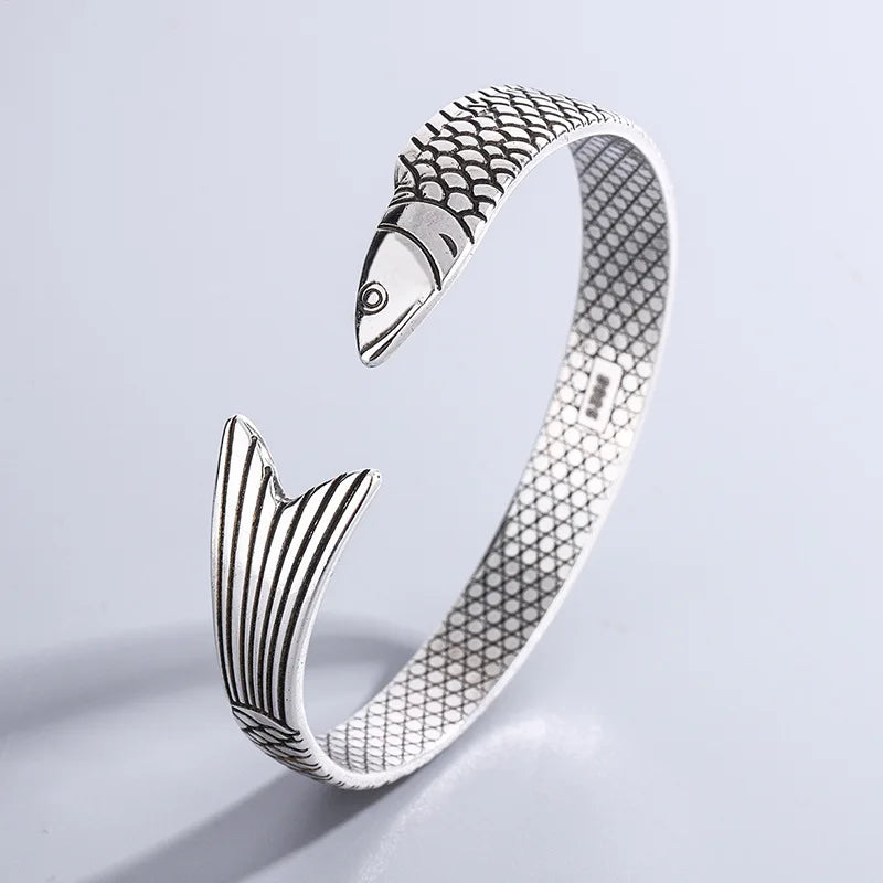Ocean Fish Cuff Bracelet – 925 Sterling Silver