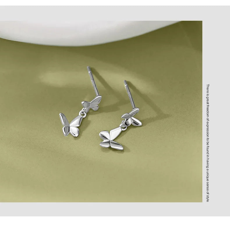 Double Butterfly Earrings - 925 Sterling Silver